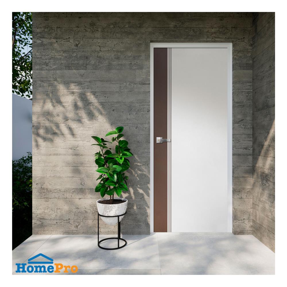 ประตูภายนอก UPVC เจาะลูกบิด ECO-DOOR ED2 90x200 ซม. สีขาว/โอ๊ค