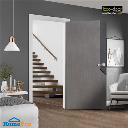 ประตูภายใน WPC เจาะลูกบิด ECO-DOOR WPS1 90x200 ซม. สีเทา ทูโทน_1
