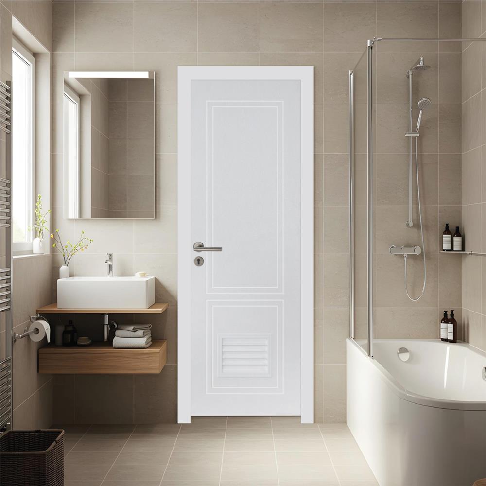 ประตูห้องน้ำ UPVC เจาะลูกบิด MODERNWOOD MLIR025 70x200 ซม. สีขาว