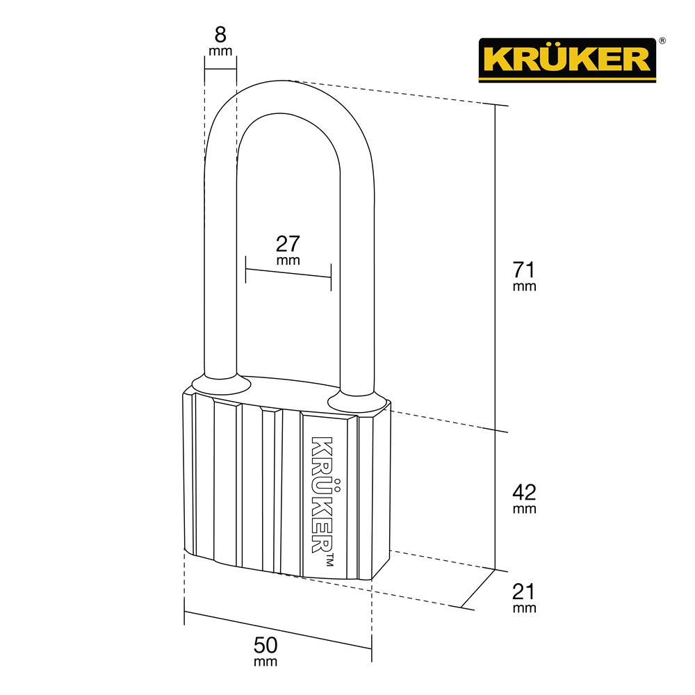 กุญแจ KRUKER KK-9562 50 มม. สีดำ