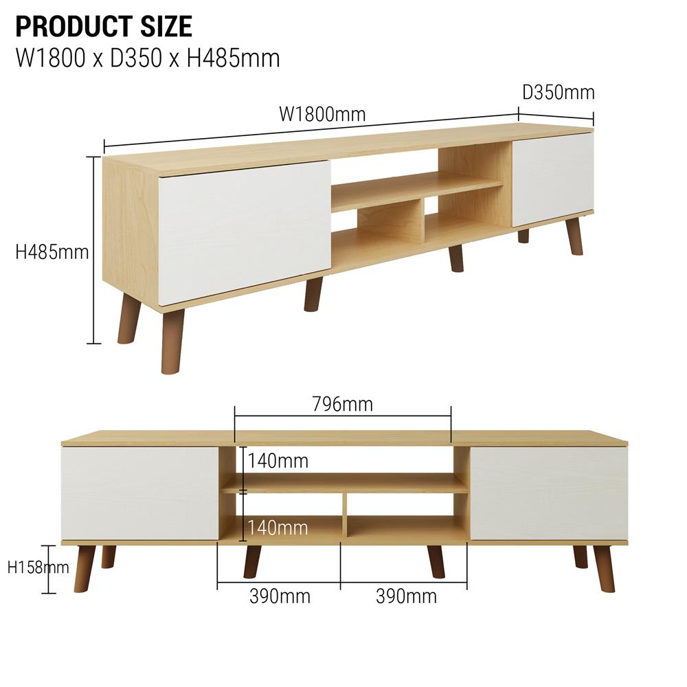 ตู้วางทีวี TOMATO HOME MILLER 180 ซม. สีขาว/โอ๊ค