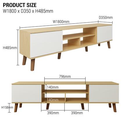 ตู้วางทีวี TOMATO HOME MILLER 180 ซม. สีขาว/โอ๊ค_5