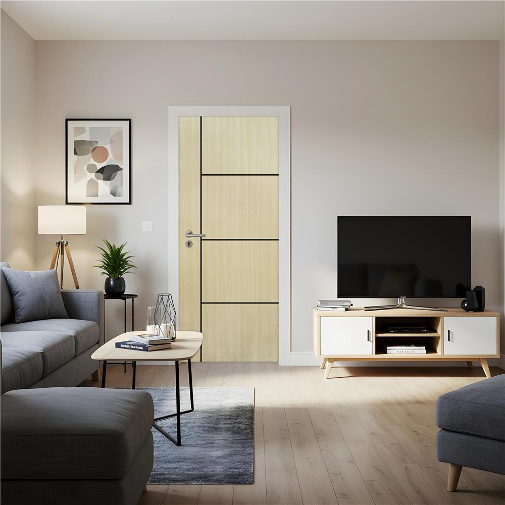 ประตูภายใน UPVC เจาะลูกบิด MODERNWOOD LMWNR003 80x200 ซม. สี TAN MAPLE