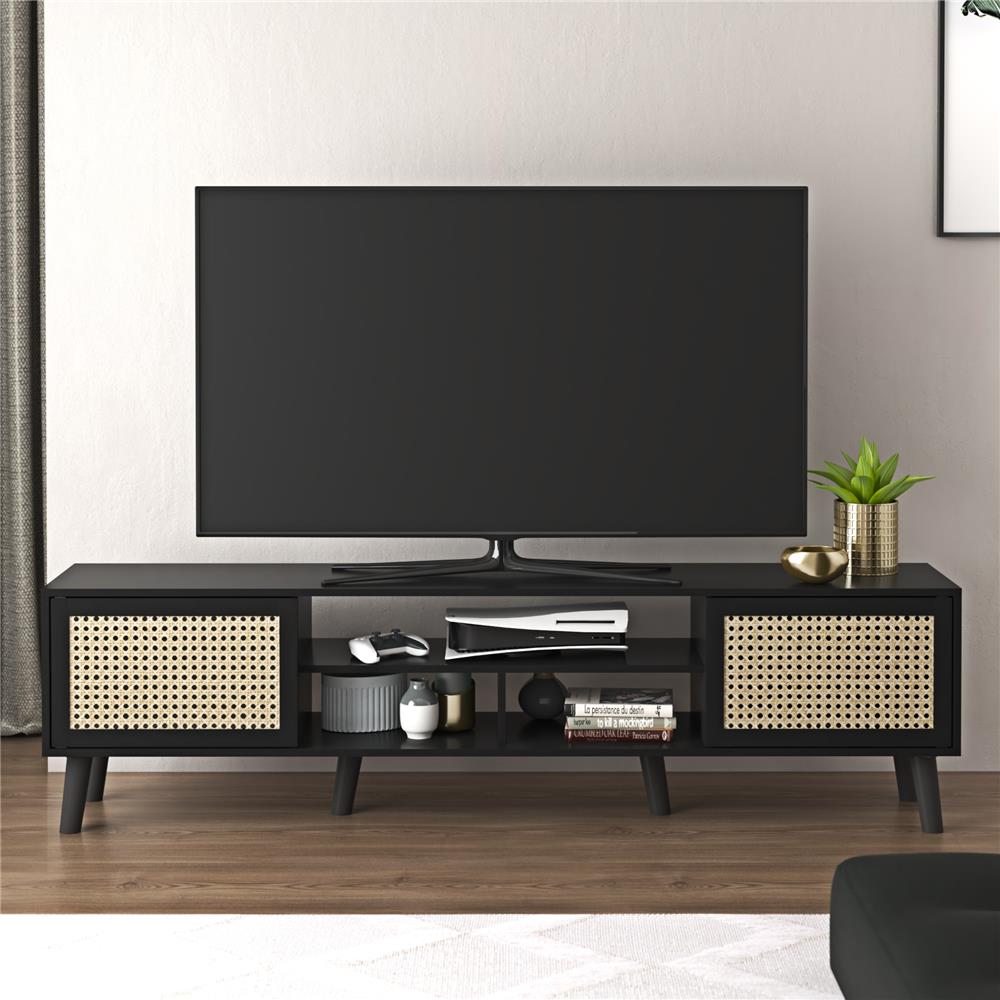 ตู้วางทีวี TOMATO HOME MILLERS RATTAN 180 ซม. สีดำ