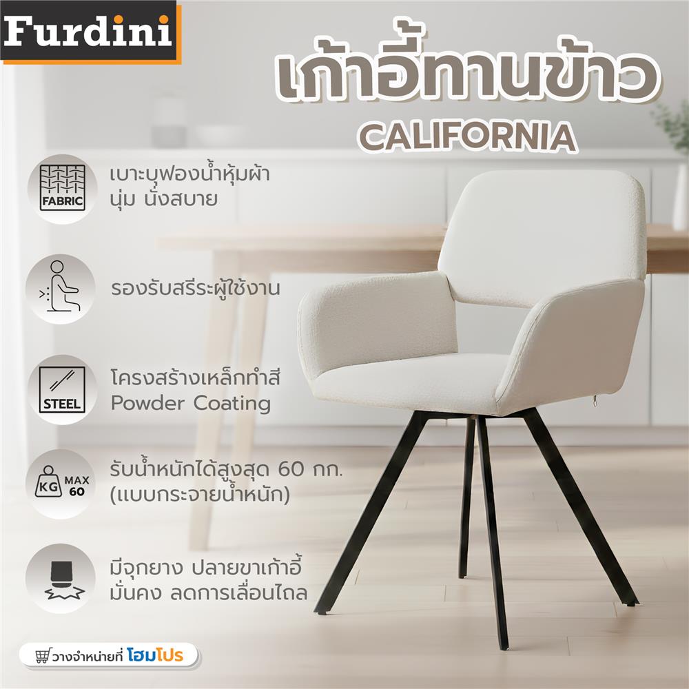 เก้าอี้ทานข้าว FURDINI CALIFORNIA สีเทาอ่อน