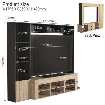 ชุดตู้วางทีวี TOMATO HOME PRESTON 179.5 ซม. สีเทา_5