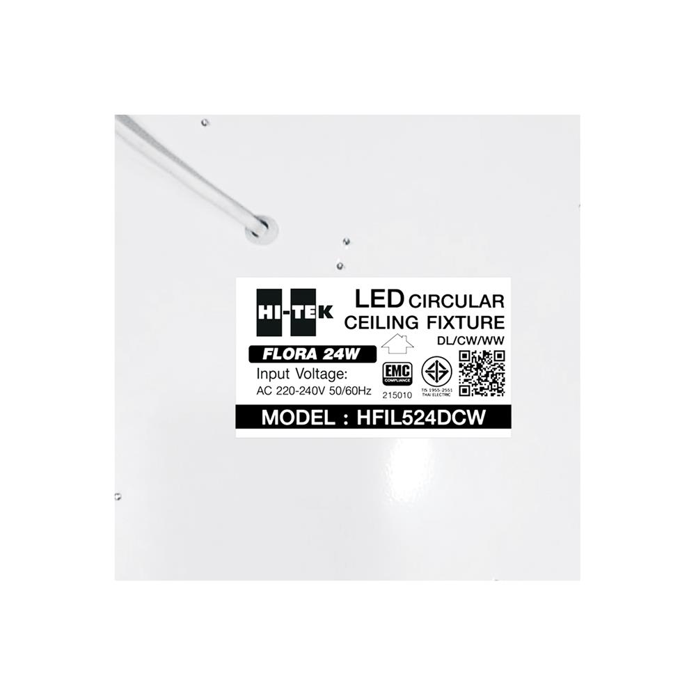ไฟเพดาน LED HI-TEK HFIL524DCW 15 นิ้ว 24 วัตต์ DAYLIGHT/COOL WHITE/WARM WHITE สีขาว