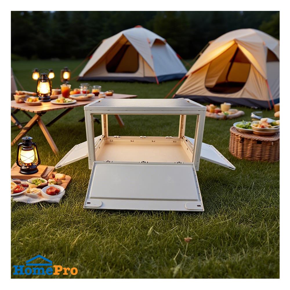 กล่องเก็บของพับได้พร้อมเก้าอี้ STACKO GLAM TOP ไม้ 59.5x41.5x34.7 ซม. สีเบจ