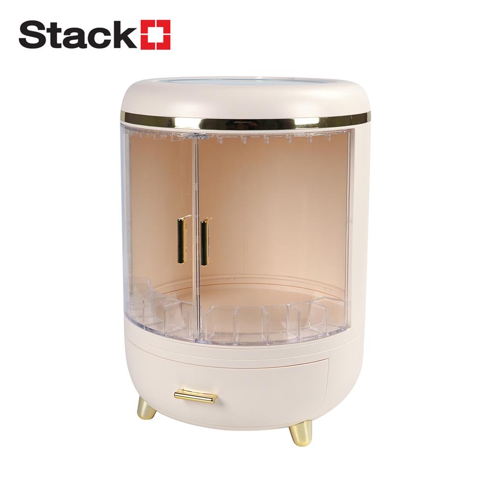 กล่องจัดเก็บเครื่องสำอาง พร้อมกระจก LED STACKO RIKA 26.5x26.5x35.5 ซม. สีขาว_1