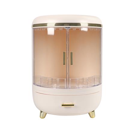 กล่องจัดเก็บเครื่องสำอาง พร้อมกระจก LED STACKO RIKA 26.5x26.5x35.5 ซม. สีขาว_2