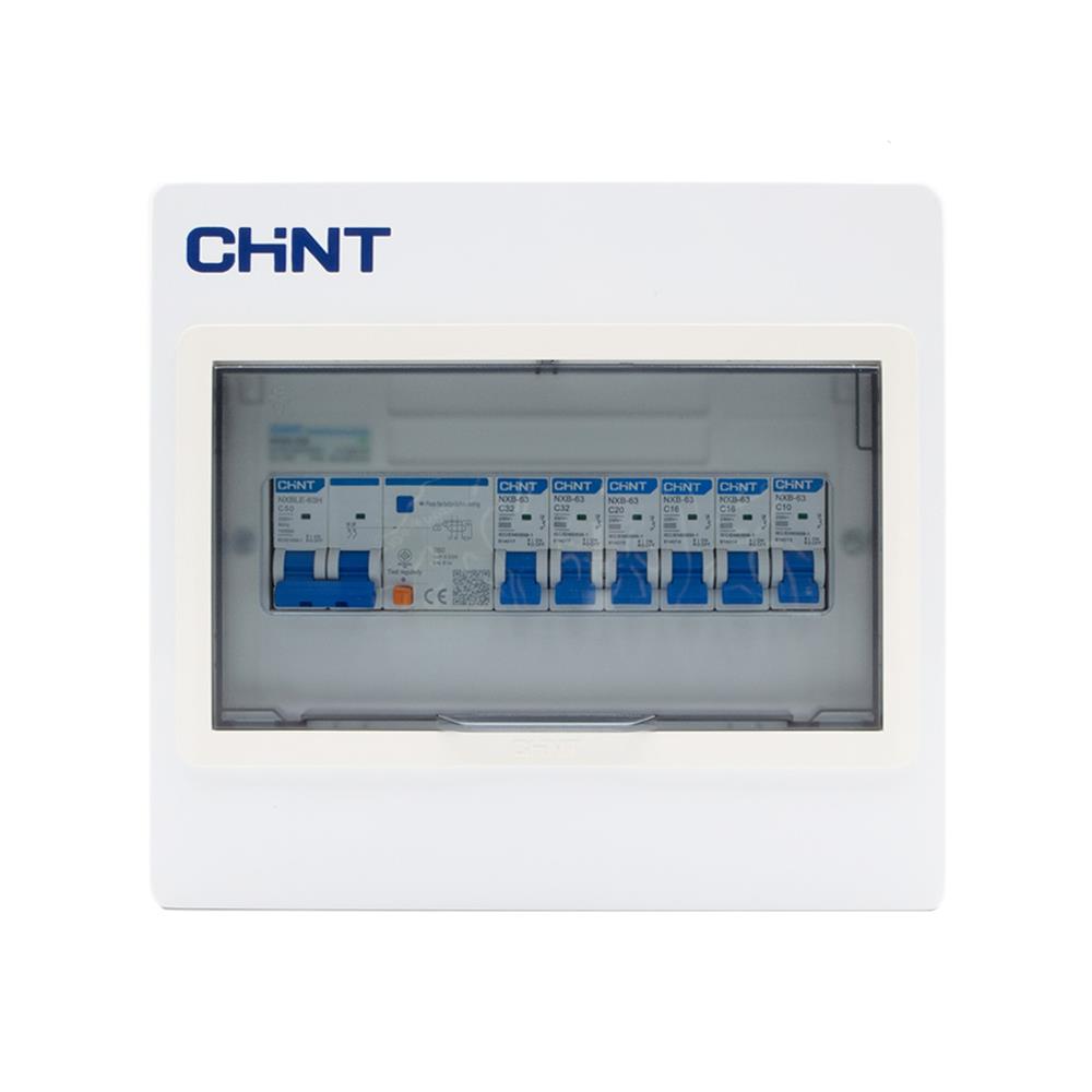 ชุดตู้คอนซูมเมอร์ยูนิต 6 ช่อง พร้อม เมน RCBO 50A และเบรกเกอร์ลูกย่อย CHINT