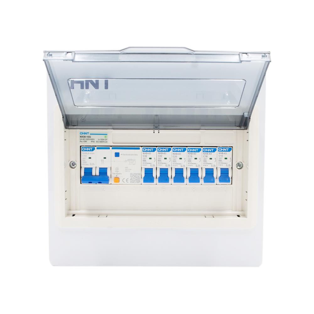 ชุดตู้คอนซูมเมอร์ยูนิต 6 ช่อง พร้อม เมน RCBO 50A และเบรกเกอร์ลูกย่อย CHINT