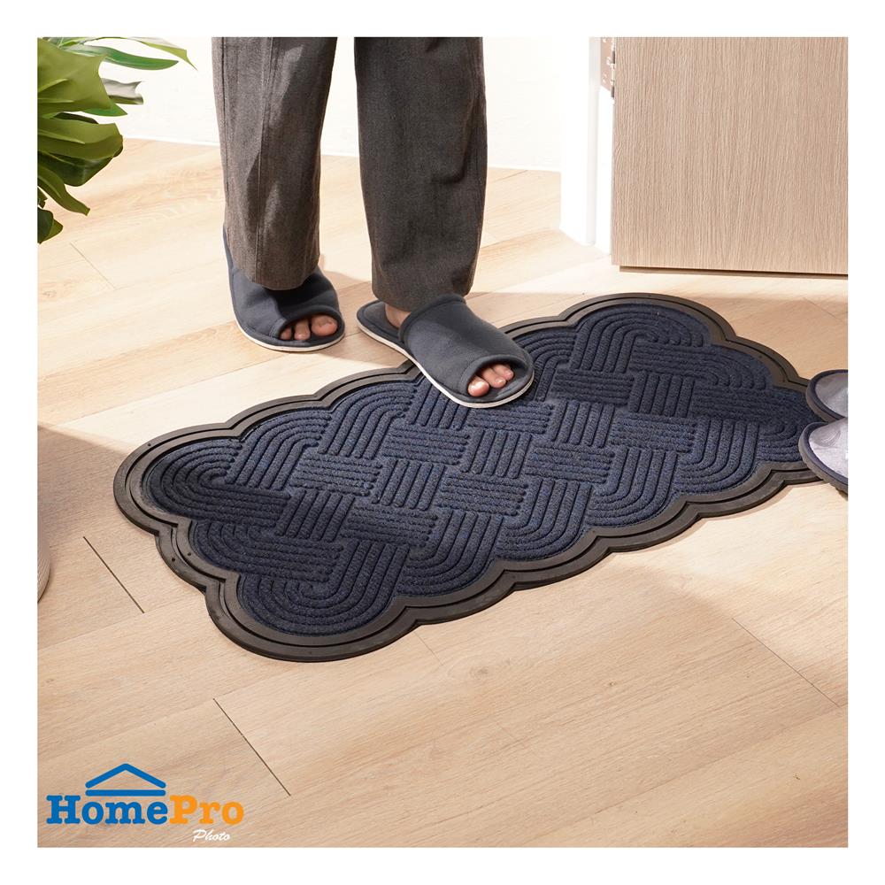 พรมเช็ดเท้าดักฝุ่น HOME LIVING STYLE SCALLOP 45x75 ซม. สีน้ำเงินเข้ม