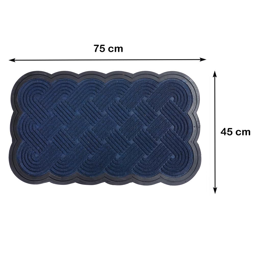 พรมเช็ดเท้าดักฝุ่น HOME LIVING STYLE SCALLOP 45x75 ซม. สีน้ำเงินเข้ม