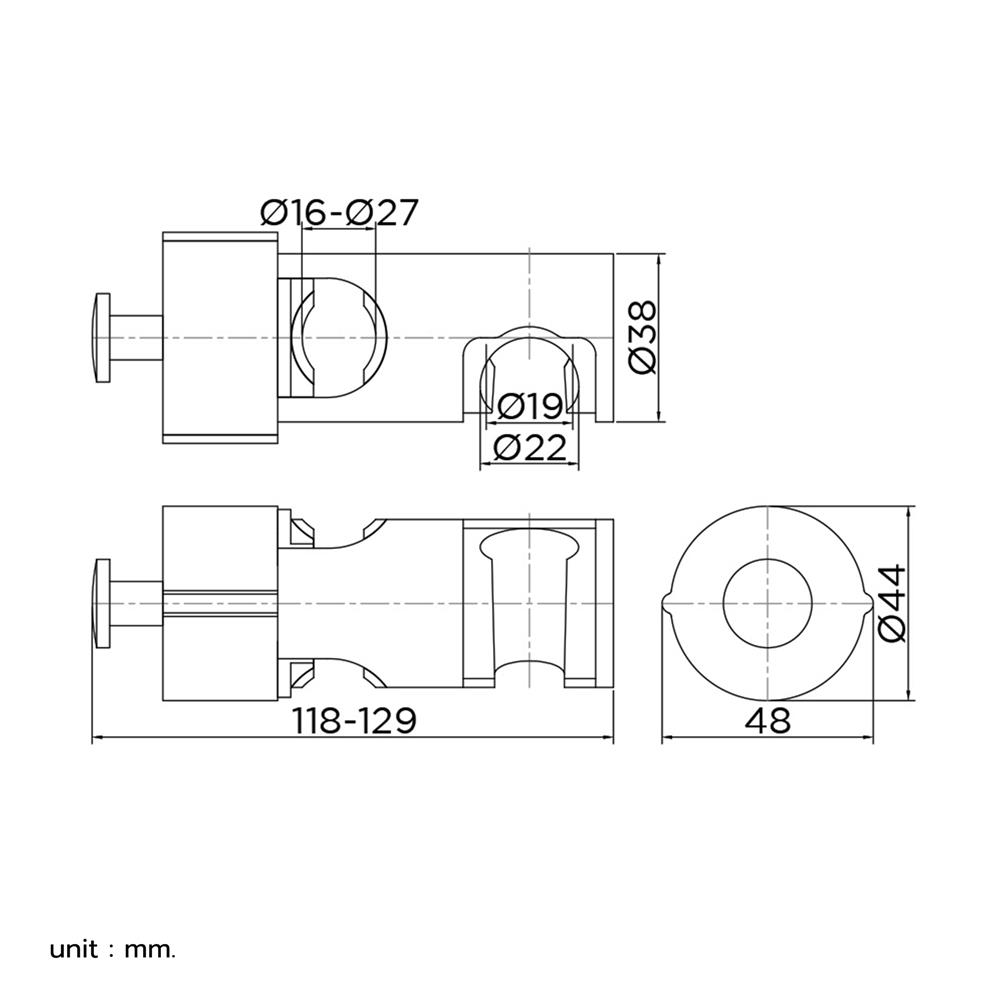 ขอแขวนราวเลื่อนฝักบัวสายอ่อน KARAT FAUCET KP-01-910-63 สีสแตนเลส
