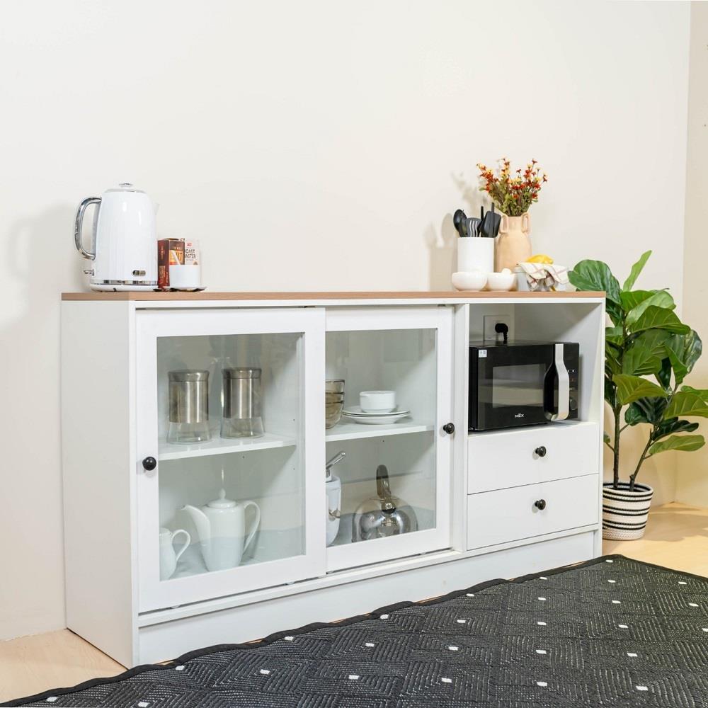 ตู้เตี้ยบานผสม SB FURNITURE ROBUS 19237497 160 ซม. สีขาว