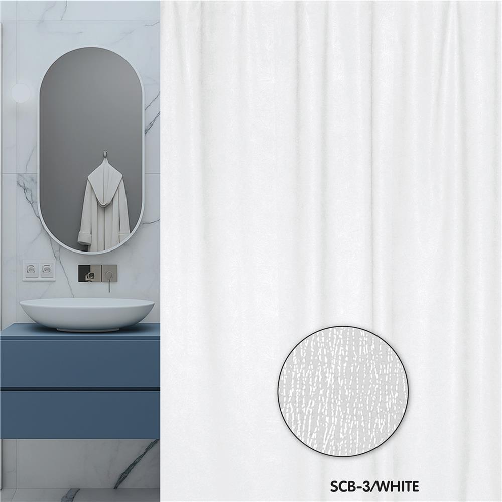 ม่านห้องน้ำ PVC WSP SCB-3/WHITE 180x180 ซม.