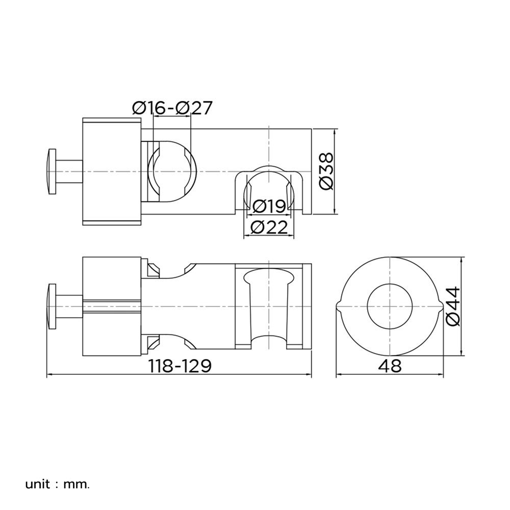 ขอแขวนราวเลื่อนฝักบัว KARAT FAUCET KP-01-910-55 สีดำ