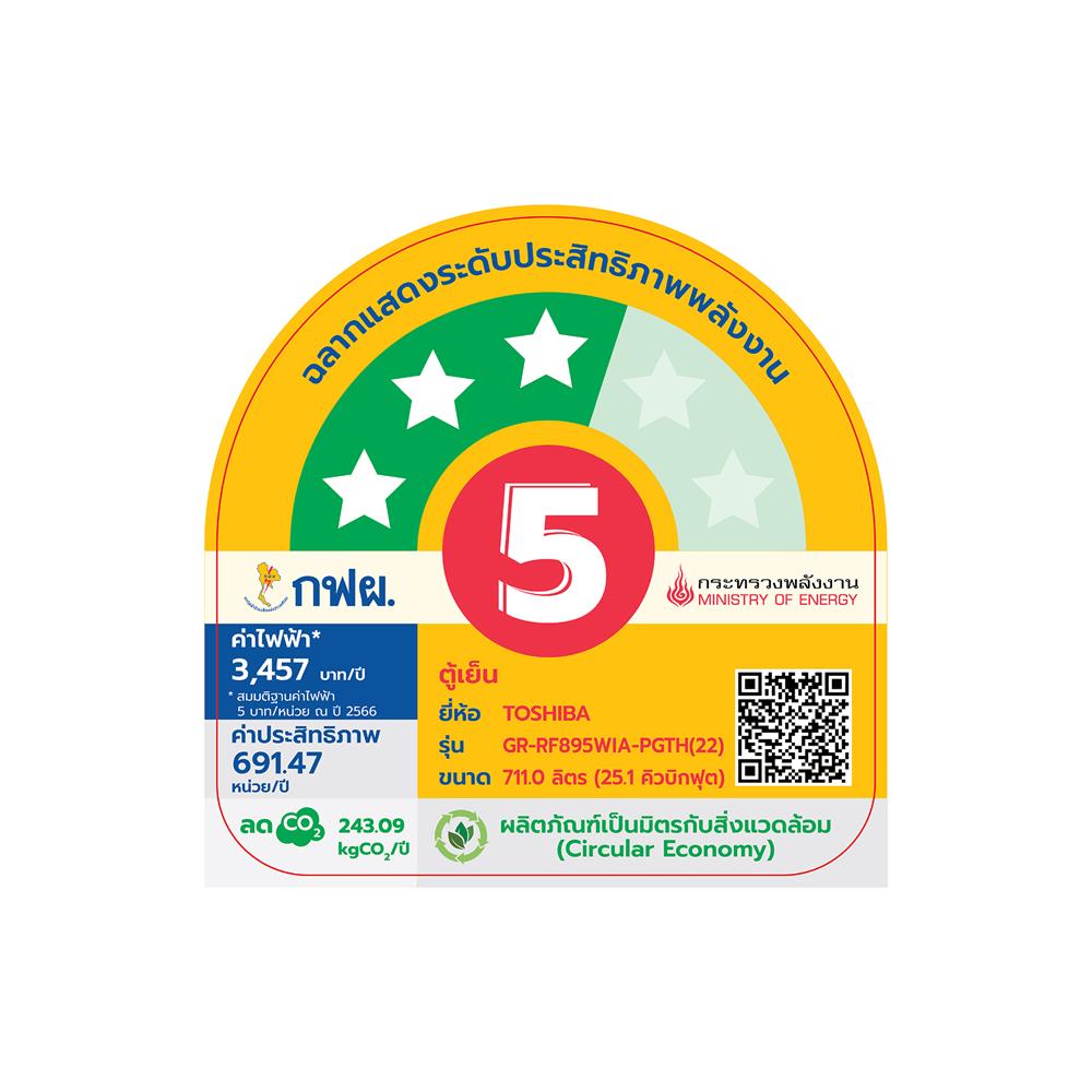 ตู้เย็น MULTI DOOR TOSHIBA GR-RF895WIA-PGTH(22) 25.1 คิว กระจกดำ