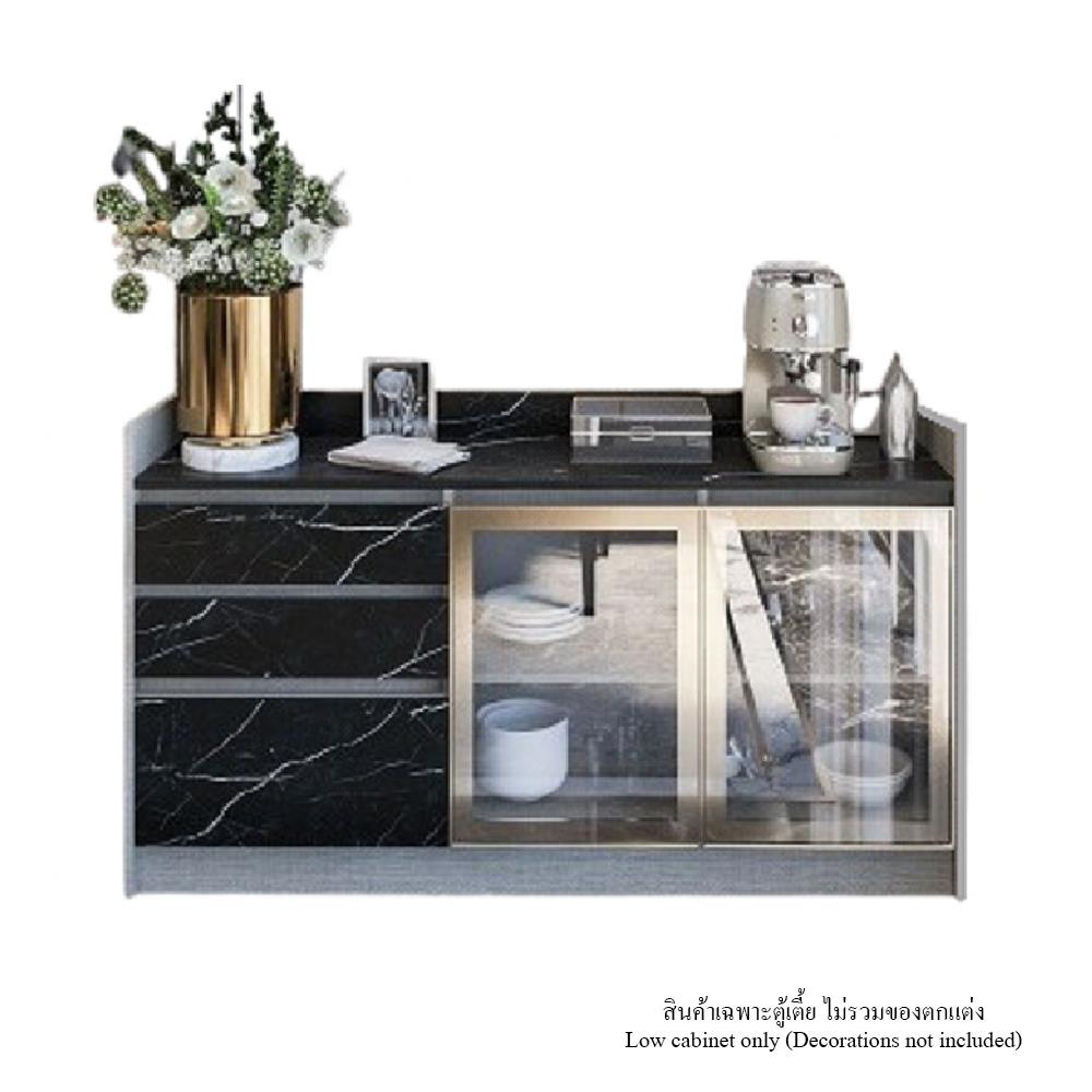 ตู้เตี้ยบานผสม SB FURNITURE BELINDA 19210738 160 ซม. ลายหินอ่อนดำ