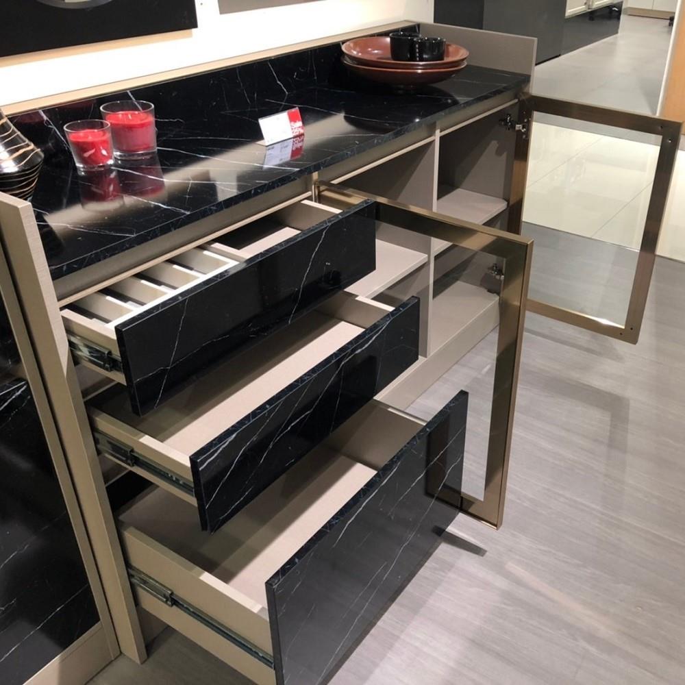 ตู้เตี้ยบานผสม SB FURNITURE BELINDA 19210738 160 ซม. ลายหินอ่อนดำ