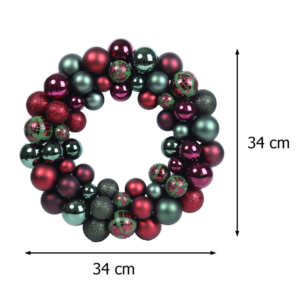 หรีดลูกบอลคริสต์มาส  HOME LIVING STYLE 34x34 ซม. สีแดง/เขียว