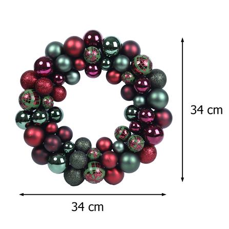 หรีดลูกบอลคริสต์มาส  HOME LIVING STYLE 34x34 ซม. สีแดง/เขียว_5