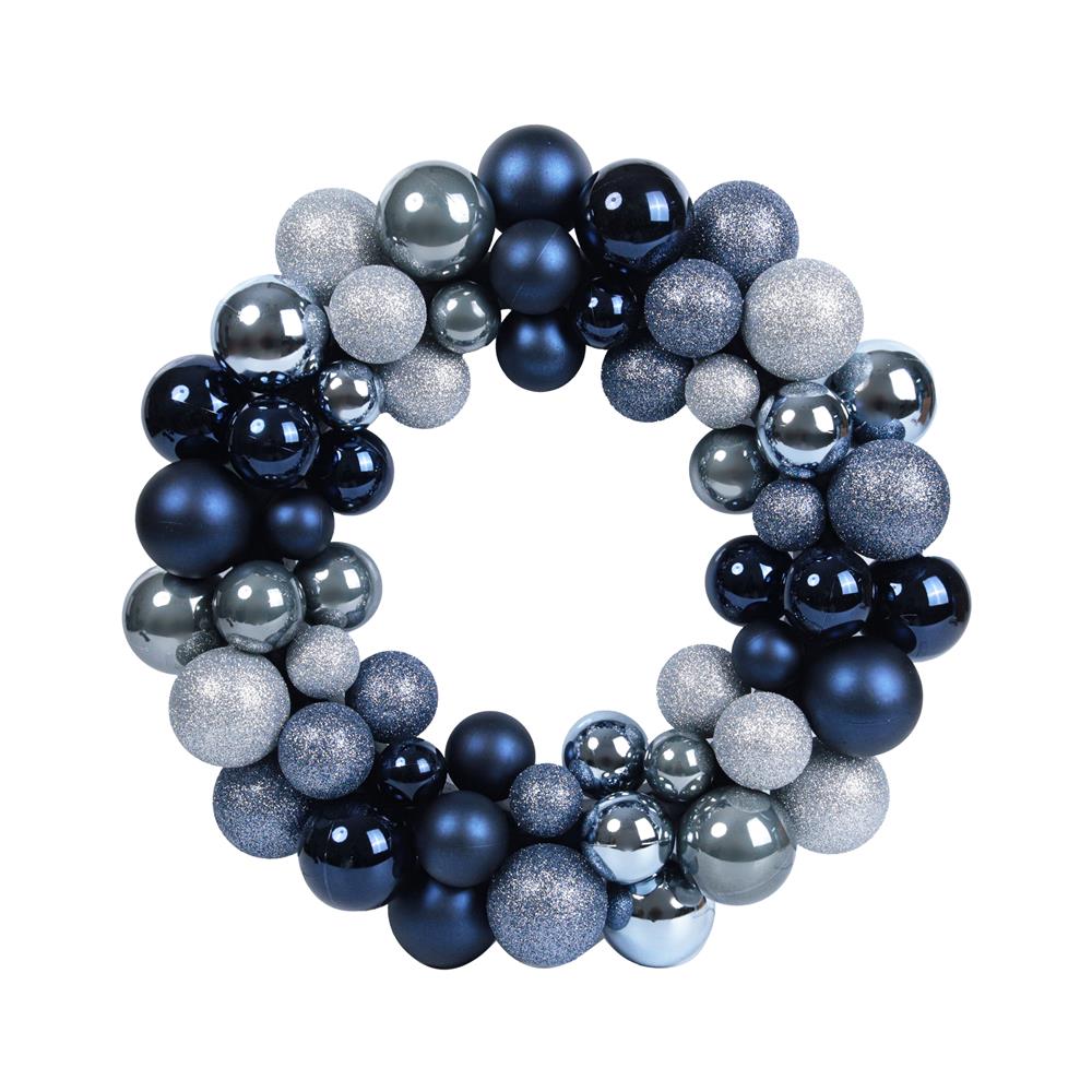 หรีดลูกบอลคริสต์มาส HOME LIVING STYLE 34x34 ซม. สีเงิน/ฟ้า