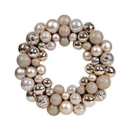 หรีดลูกบอลคริสต์มาส HOME LIVING STYLE 34x34 ซม. สีทอง