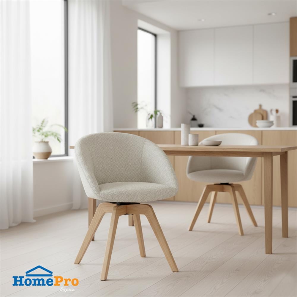 เก้าอี้ทานข้าวหมุนได้ FURDINI MIRA สีเบจ