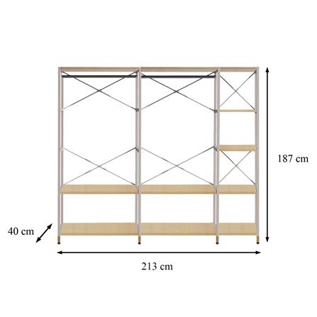 ตู้เสื้อผ้าบานโล่ง พร้อมชั้นวาง FURDINI HOLI 213 ซม. สี PINE/ขาว_4