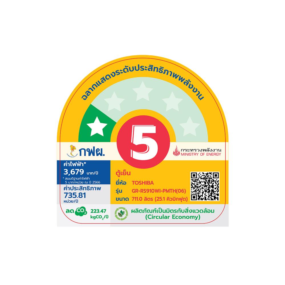 ตู้เย็น SIDE BY SIDE TOSHIBA GR-RS910WI-PMTH(06) 25.1 คิว สีเทาเข้ม