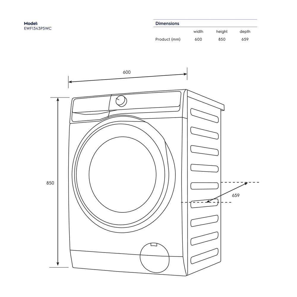 เครื่องซักผ้าฝาหน้าพร้อมขาตั้ง ELECTROLUX EWF1343P5WC 13 กก. 1400RPM อินเวอร์เตอร์ สีขาว