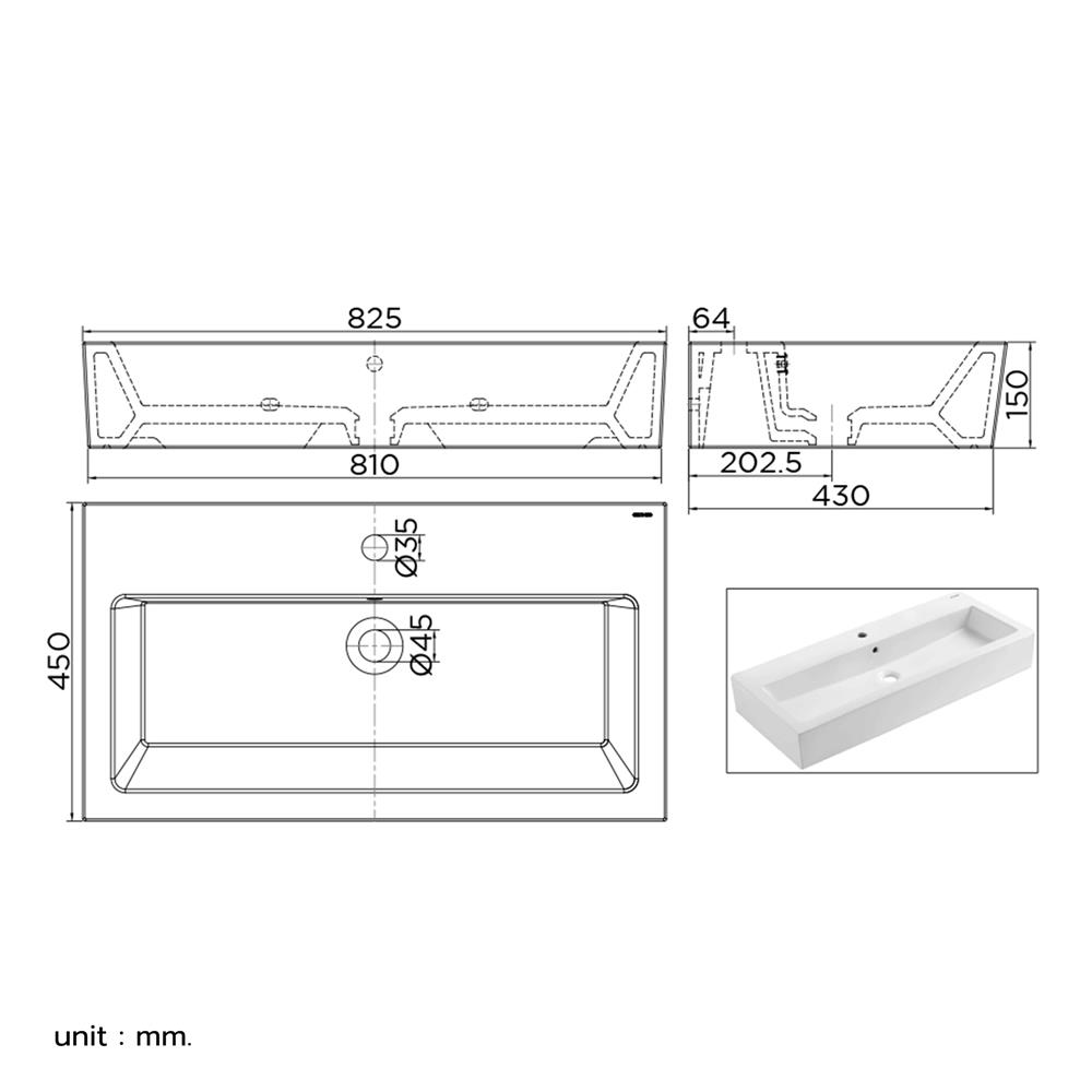 อ่างล้างหน้าวางบนเคาน์เตอร์ ESTHER ECW-05-211F-11 สีขาว