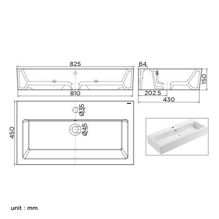 อ่างล้างหน้าวางบนเคาน์เตอร์ ESTHER ECW-05-211F-11 สีขาว_3