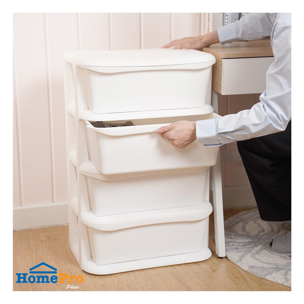 ตู้ลิ้นชัก 4 ชั้น STACKO HIDA 37x37x76ซม. สีขาว