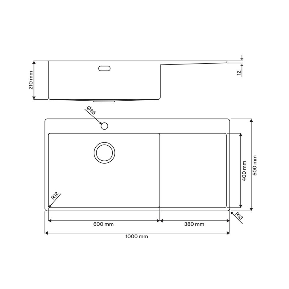 ซิงค์ฝัง 1 หลุม 1 ที่พัก FRANKE BXX211-11E RHD สีเงิน