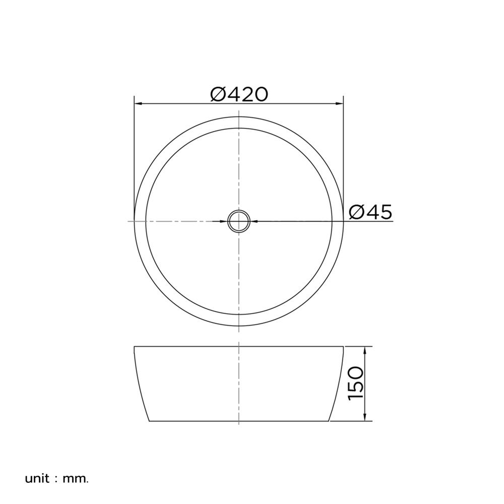 อ่างล้างหน้าวางบนเคาน์เตอร์ ESTHER ECW-02-200-11 สีขาว