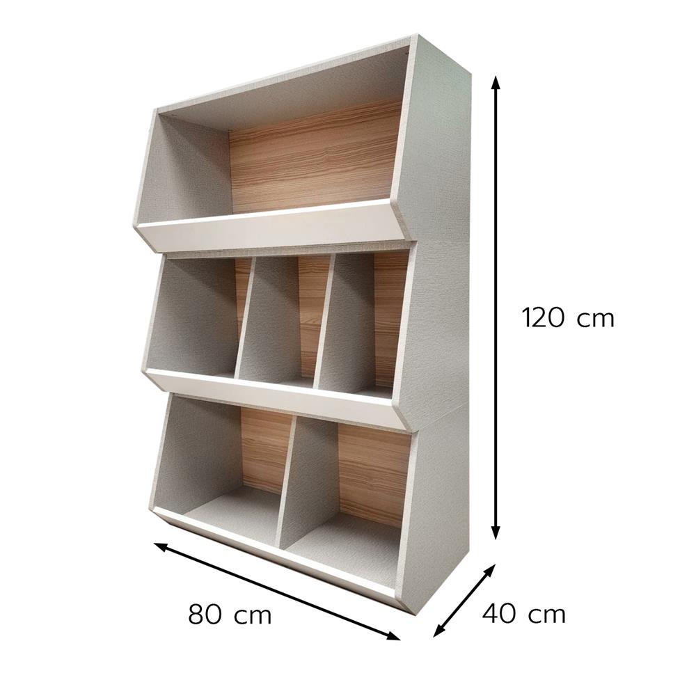 ชั้นวางของเล่นเด็ก FURDINI TORI 80 ซม. สี PINE OAK/ขาว/เทา