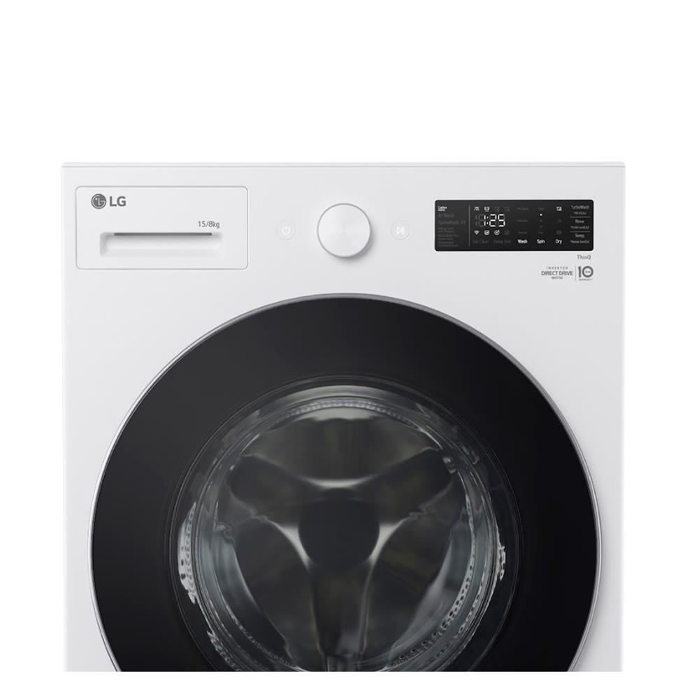 เครื่องซักอบผ้าฝาหน้า LG F2515RNEW 15/8 กก. 1100RPM อินเวอร์เตอร์ สีขาว