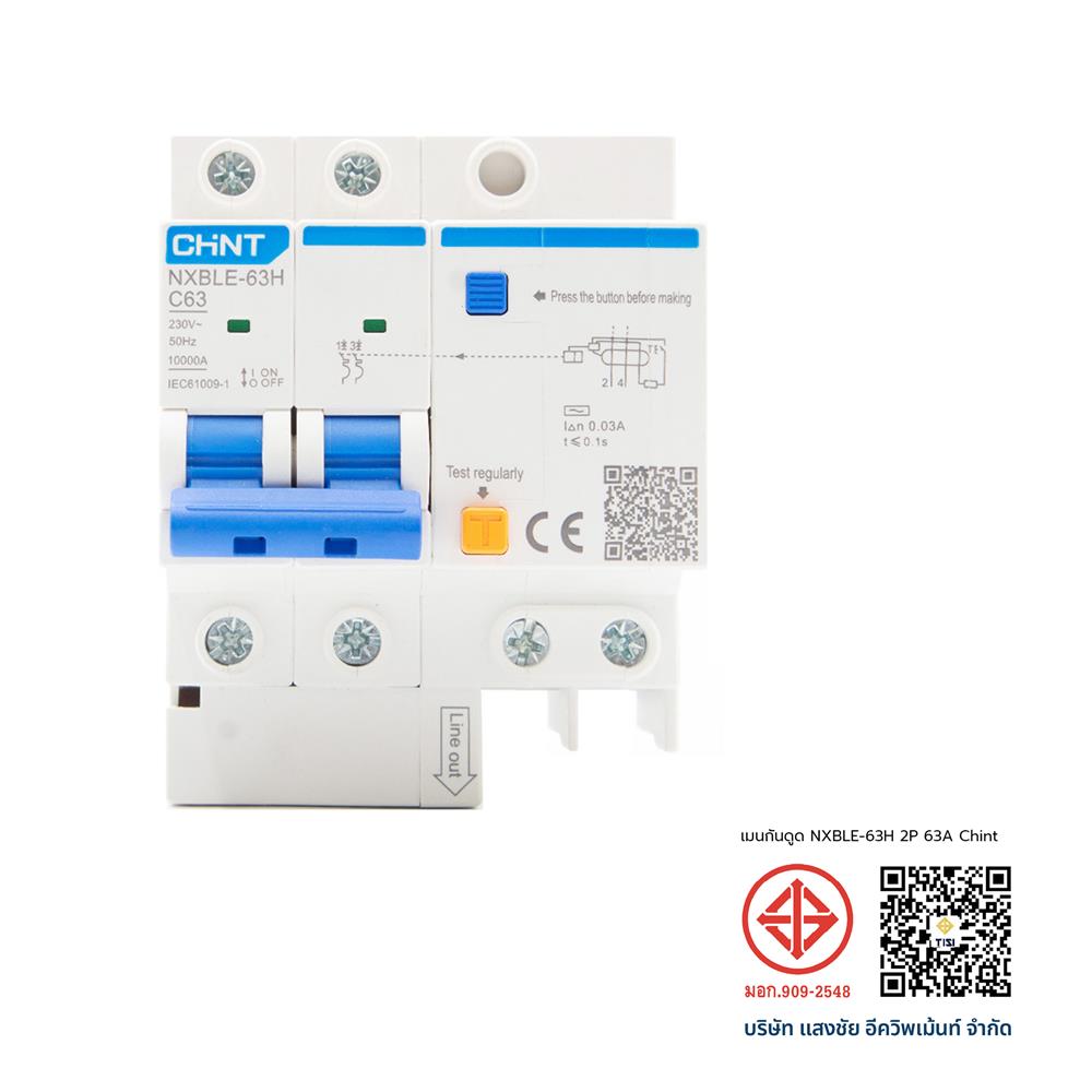 เมนเบรกเกอร์กันดูด 63 แอมป์ 2 โพล CHINT NXBLE-63H