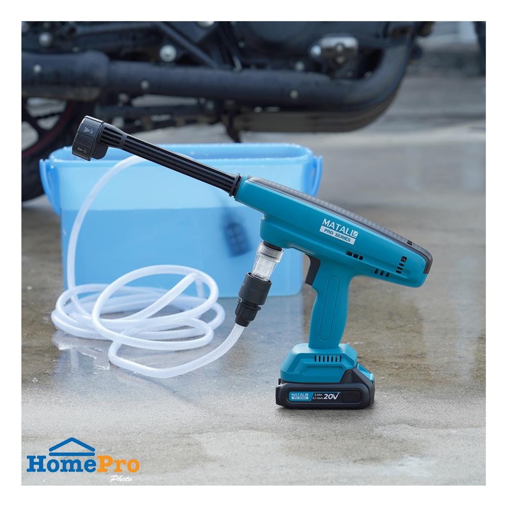 เครื่องฉีดน้ำไร้สาย (พร้อมแบตเตอรี่และแท่นชาร์จ) MATALL PRO M006 15 บาร์ 20 โวลต์