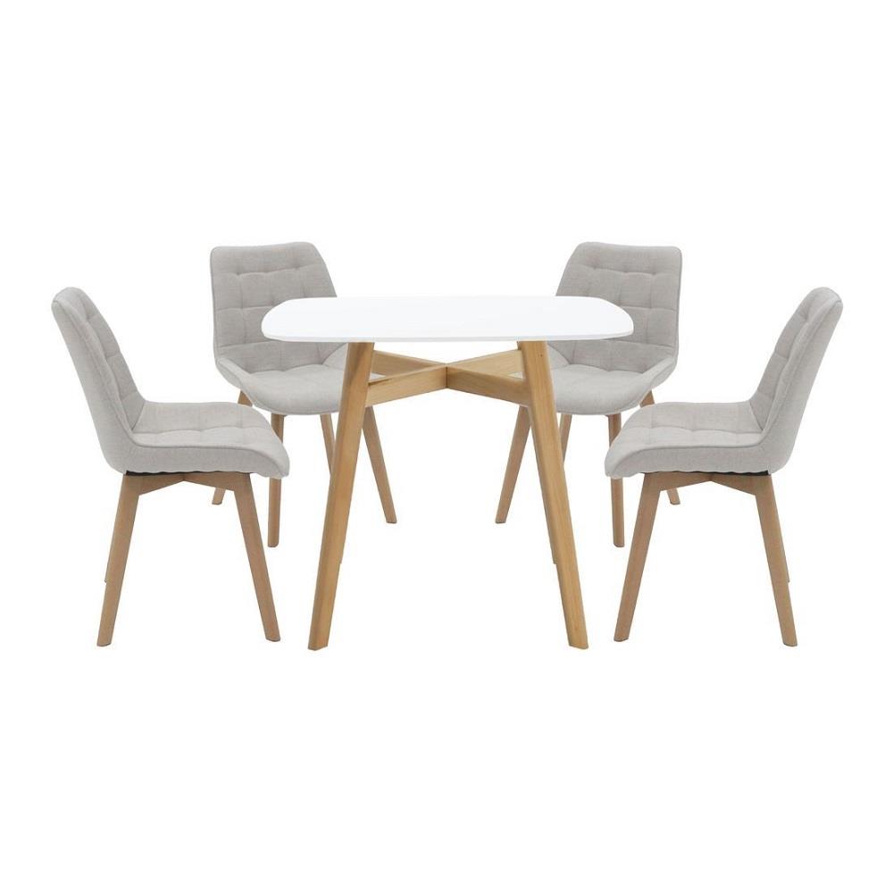 ชุดโต๊ะทานข้าว 4 ที่นั่ง SB FURNITURE JANORA-A80&YAPER 59062990 สีขาว