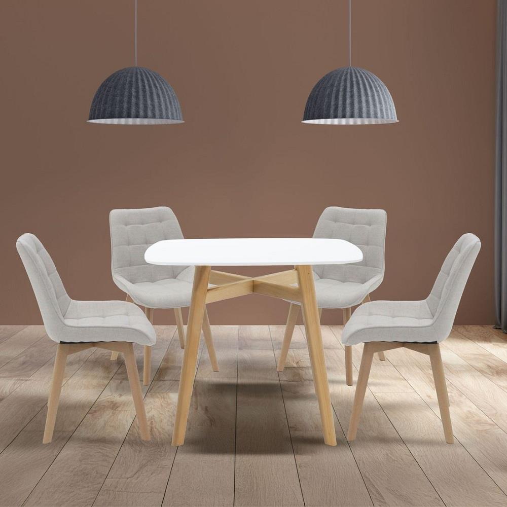 ชุดโต๊ะทานข้าว 4 ที่นั่ง SB FURNITURE JANORA-A80&YAPER 59062990 สีขาว