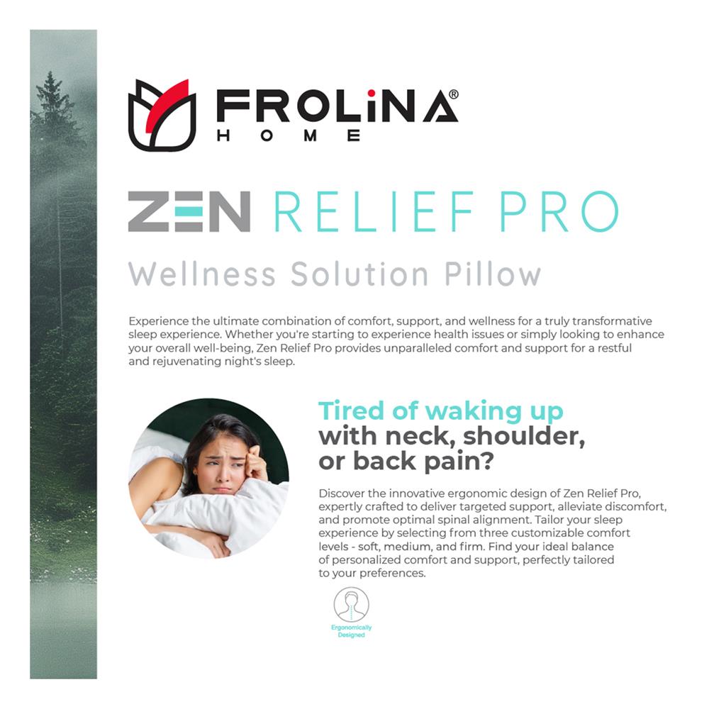หมอนหนุน ไมโครไฟเบอร์ FROLINA ZEN RELIEF PRO F BAG 19x29 นิ้ิว สีขาว