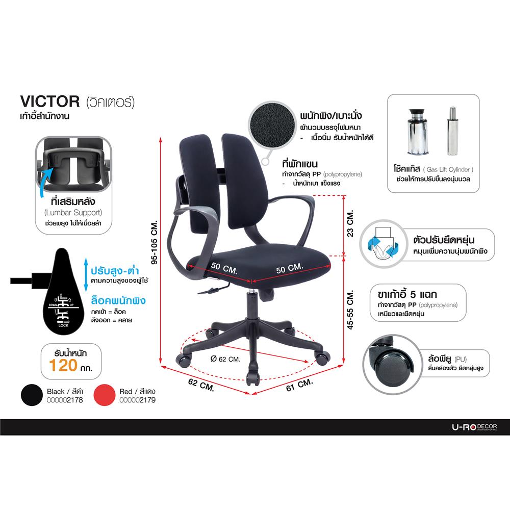 เก้าอี้สำนักงาน U-RODECOR VICTOR สีแดง