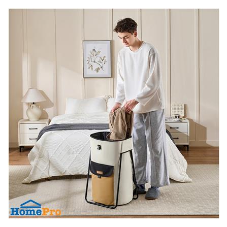 ถังผ้ากลมพร้อมขาตั้ง PLIM MOVA 40x67.5 ซม. สีเบจ_4