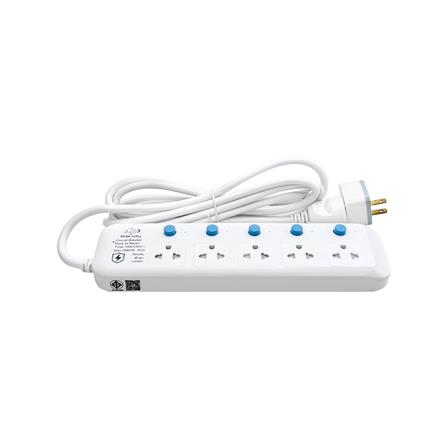 รางปลั๊กไฟ 5 ช่อง 5 สวิตซ์ กันฟ้าผ่า RANDY 815LP3 16 แอมป์ 3 เมตร สีขาว_3