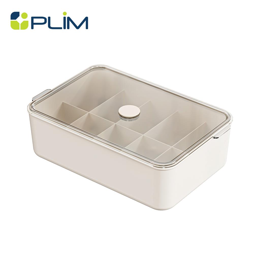 กล่องจัดเก็บผ้า มีฝา 10 ช่อง PLIM BRIX สีเบจ