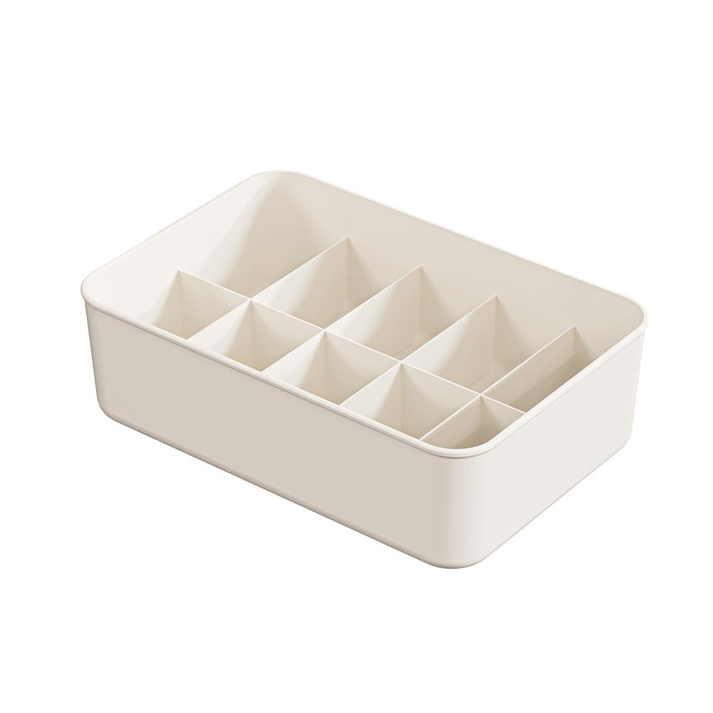 กล่องจัดเก็บผ้า มีฝา 10 ช่อง PLIM BRIX สีเบจ